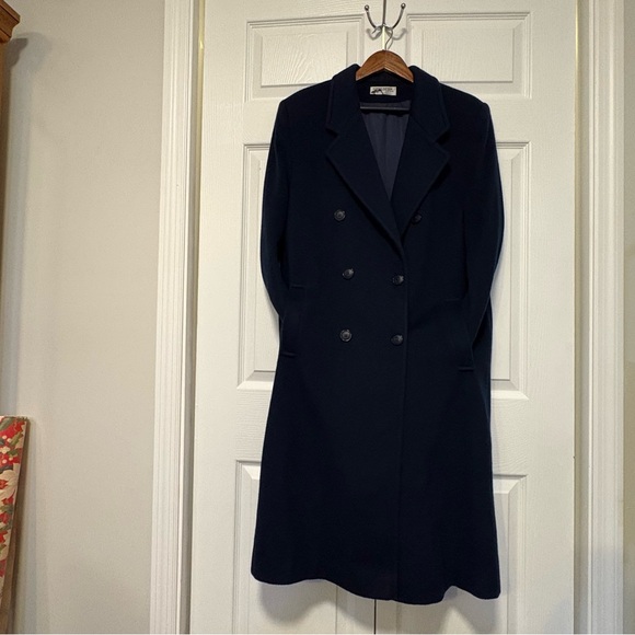 Classic Wool Longline Coat Navy Maxi Double Breasted Quiet Luxury Winter M/L - Picture 6 of 13